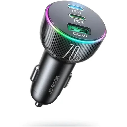 شارژر فندکی 70وات 3پورت جویروم joyroom car charger 70w jr-cl26