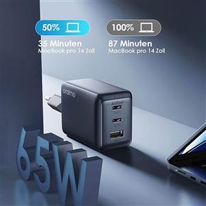 شارژر دیواری اورایمو مدل OCW-7652E توان ۶۵ وات با کابل دو سر تایپ سی